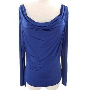 Elegant Blue Women's Top long sleeve cowl neck (🤑 Get 5 items for $20)